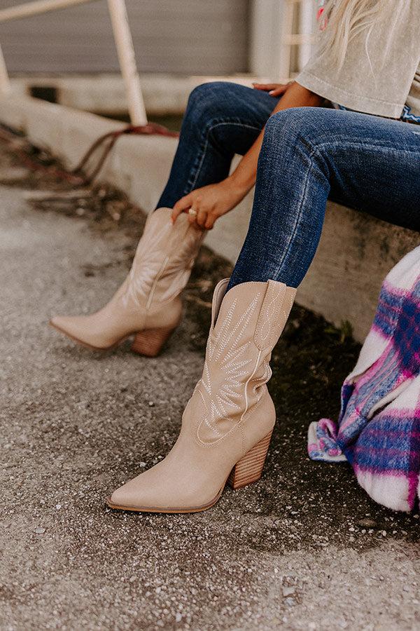 Impressions The Beau Faux Leather Cowboy Boot In Tan