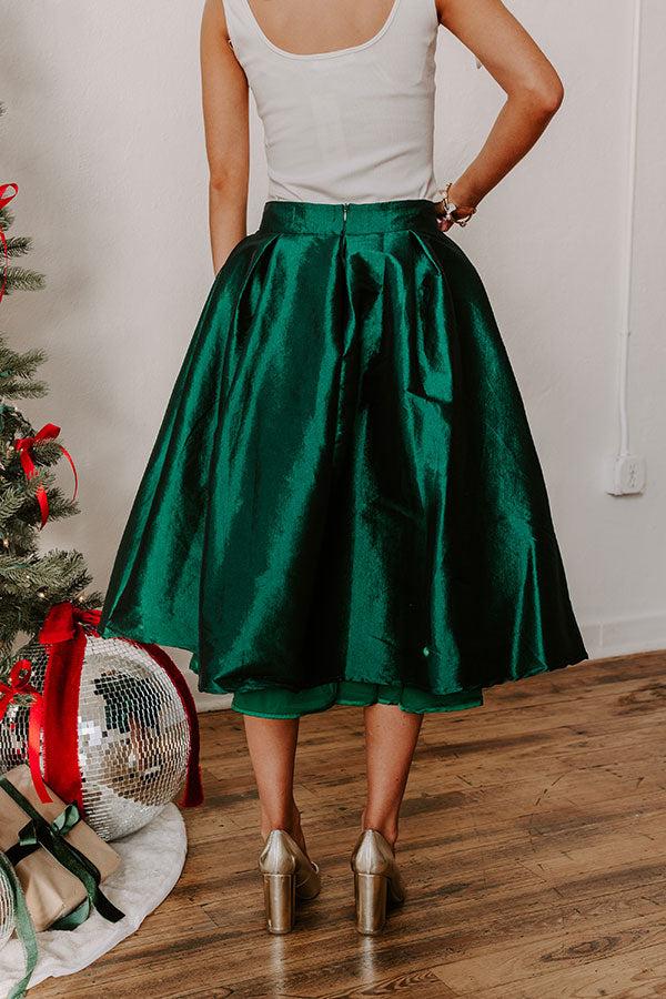 Impressions The Belle High Waist Midi Skirt In Hunter Green