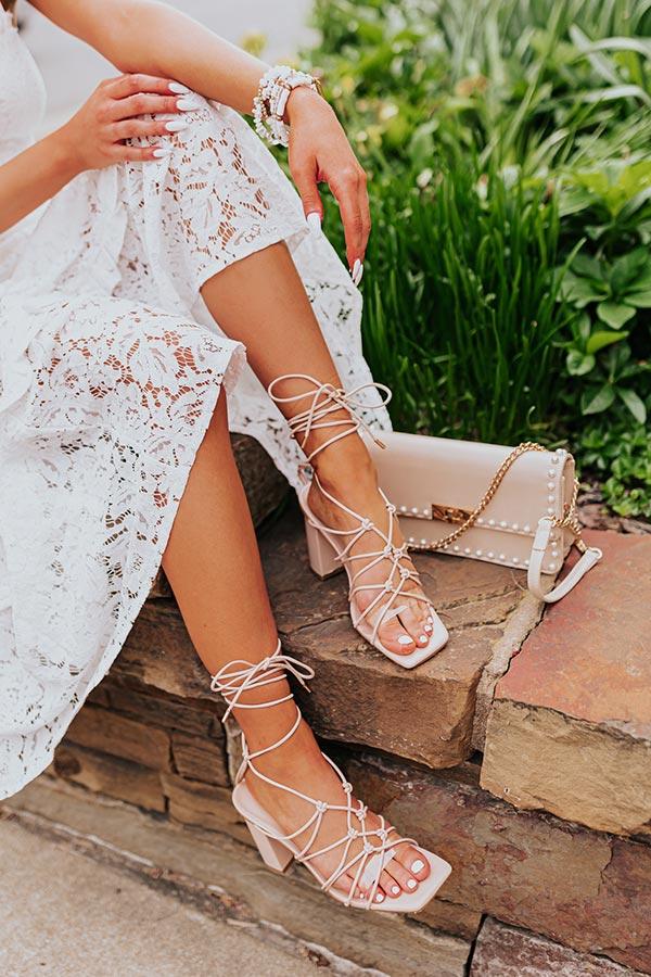 Impressions The Biana Faux Leather Lace Up Heel In Natural