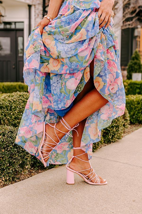 Impressions The Biana Faux Leather Lace Up Heel In Pink