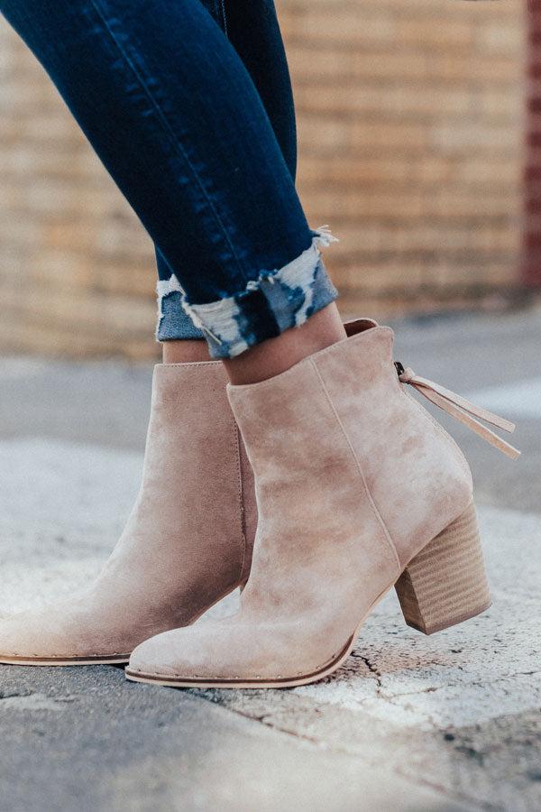 Impressions The Blaire Faux Suede Bootie In Light Latte