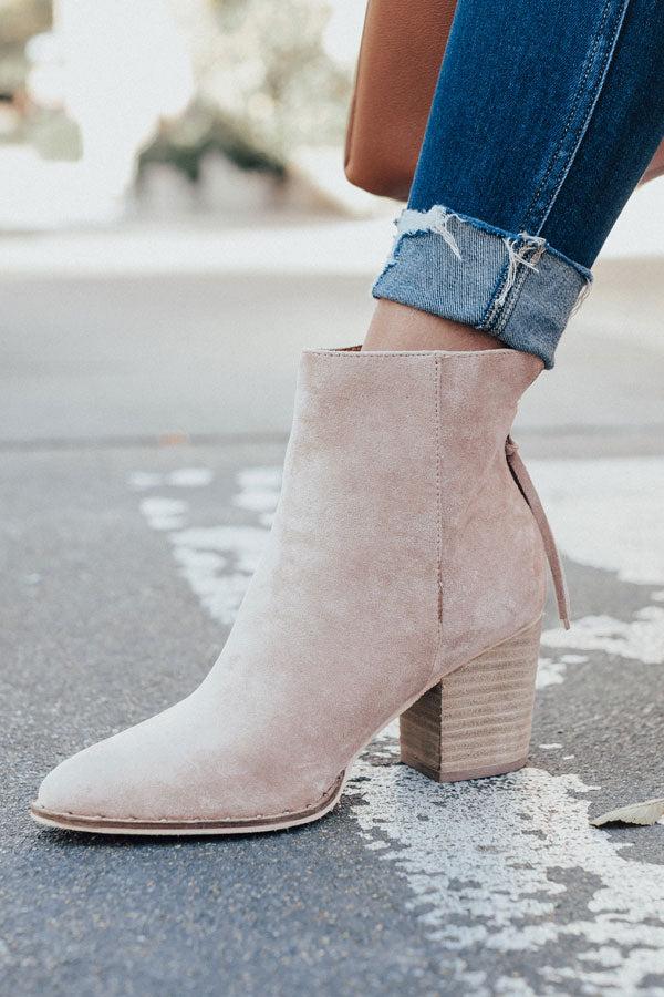Impressions The Blaire Faux Suede Bootie In Light Latte