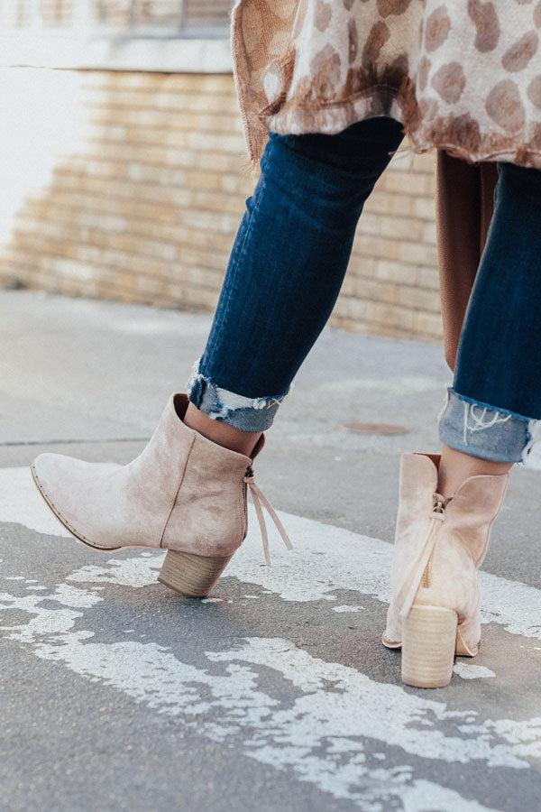 Impressions The Blaire Faux Suede Bootie In Light Latte