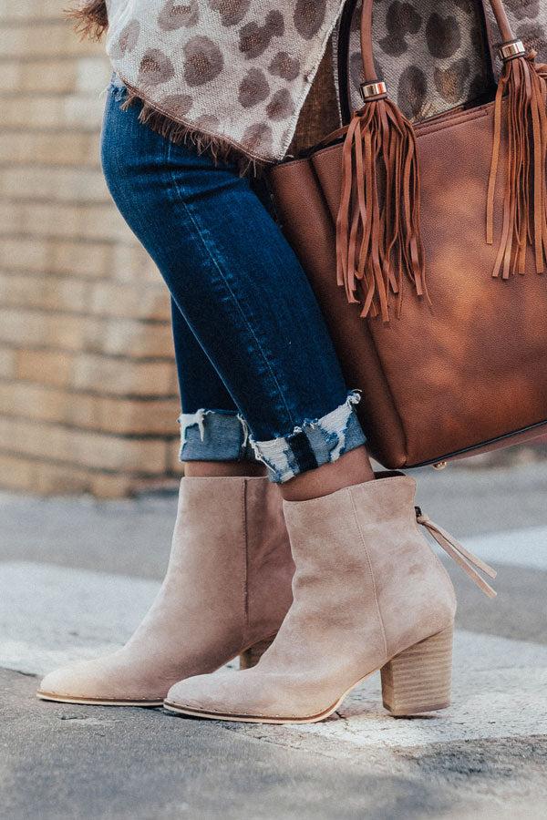Impressions The Blaire Faux Suede Bootie In Light Latte