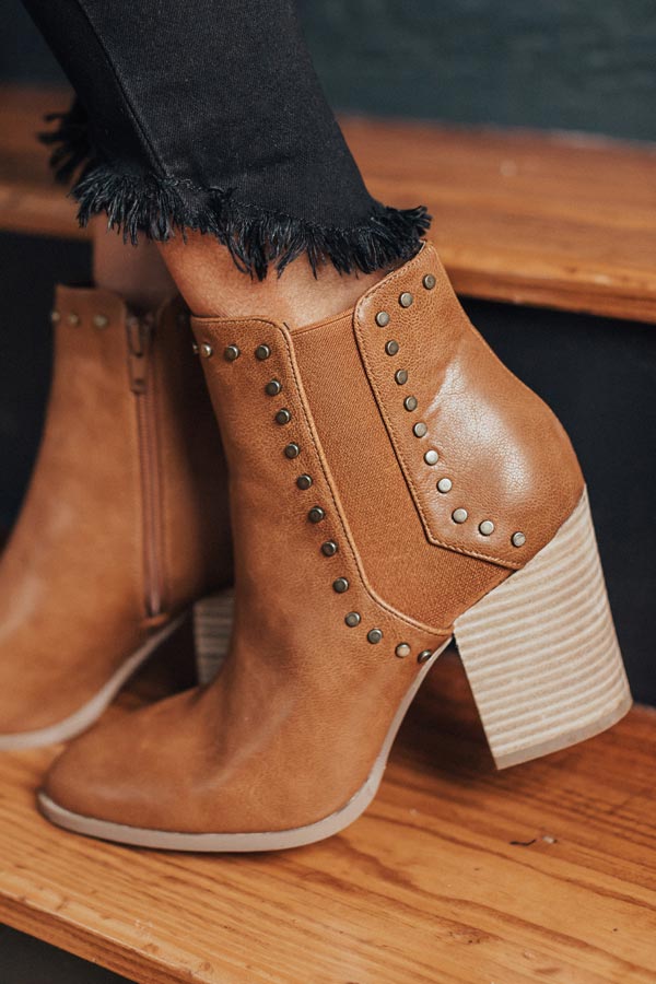 Impressions The Booker Faux Leather Bootie In Brown