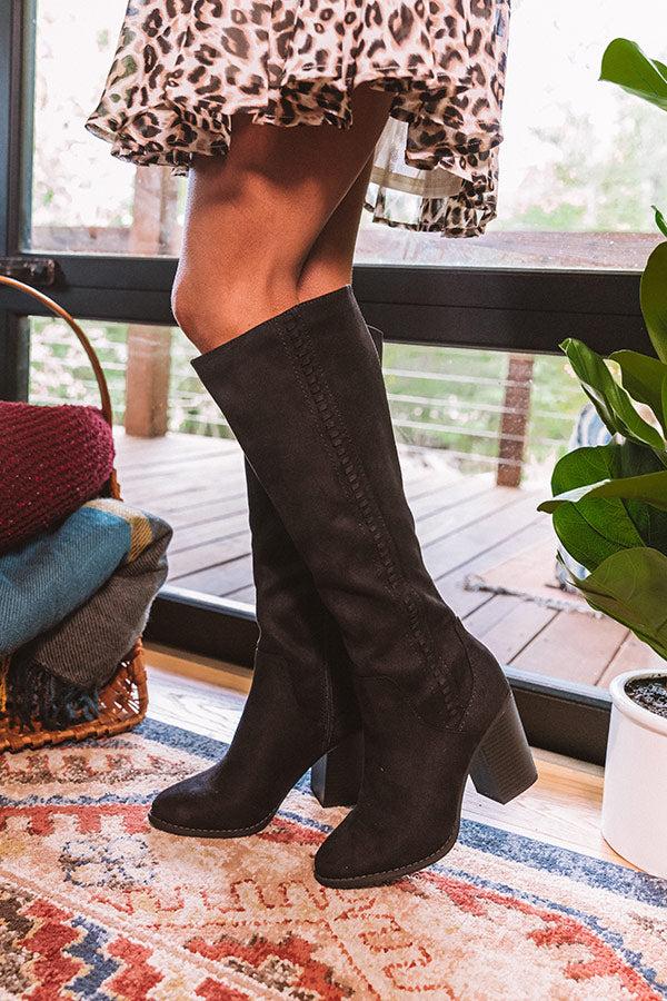 Impressions The Briella Faux Suede Knee High Boot In Black