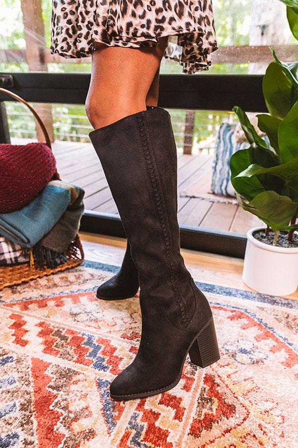 Impressions The Briella Faux Suede Knee High Boot In Black