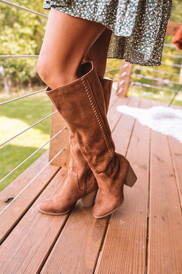 Impressions The Briella Faux Suede Knee High Boot In Brown