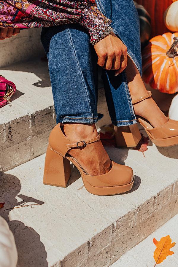 Impressions The Brielle Patent Platform Heel In Iced Latte