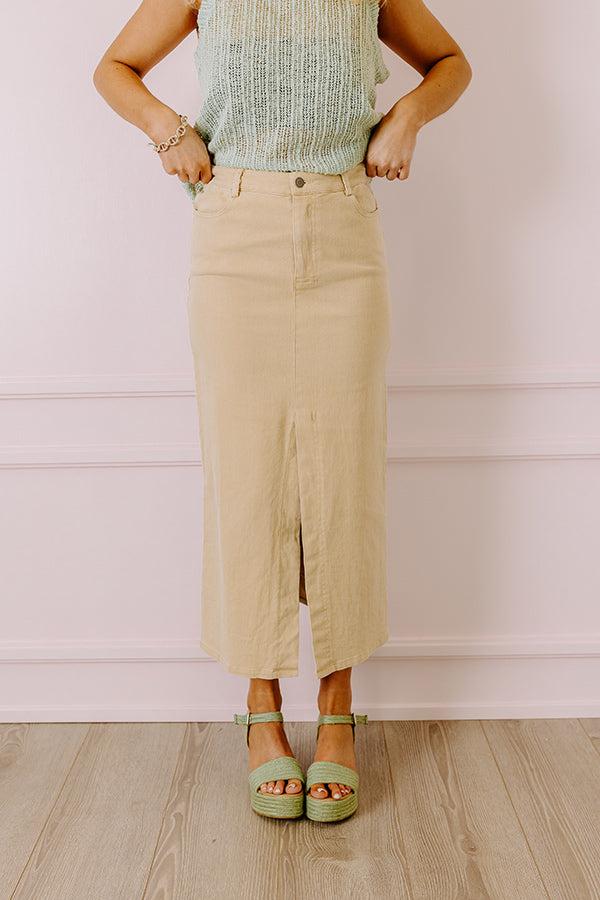 Impressions The Bristol High Waist Denim Skirt In Cream