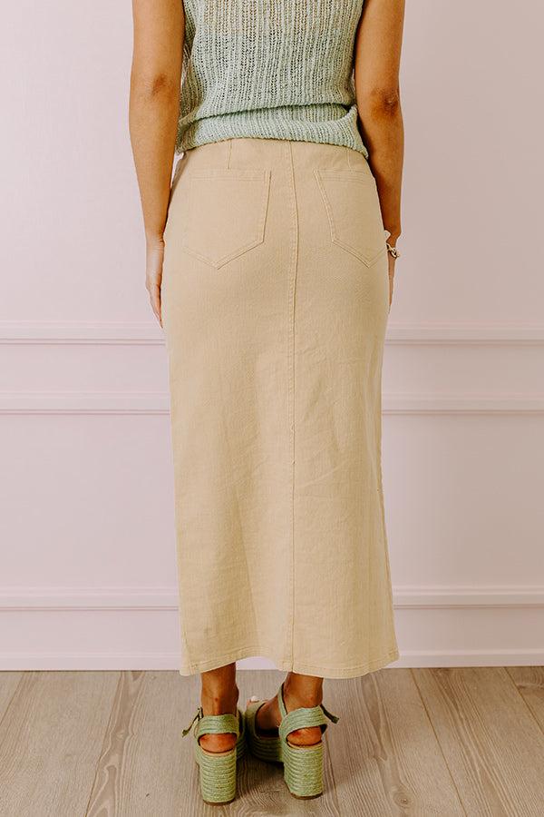 Impressions The Bristol High Waist Denim Skirt In Cream