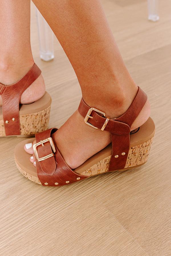 Impressions The Brynlee Faux Leather Wedge In Cinnamon