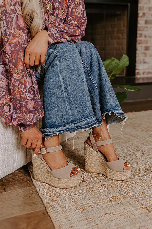 Impressions The Cailyn Faux Nubuck Wedge In Warm Taupe