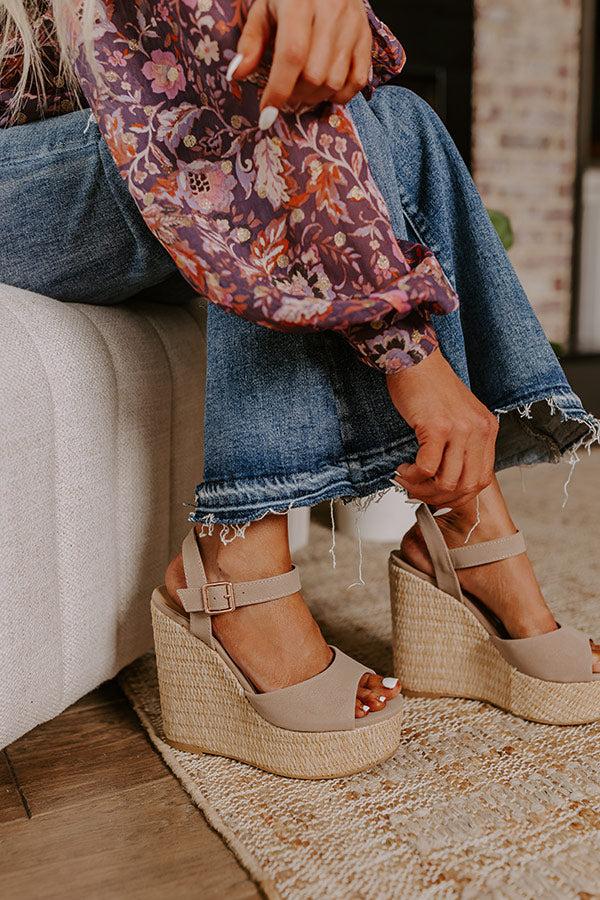 Impressions The Cailyn Faux Nubuck Wedge In Warm Taupe