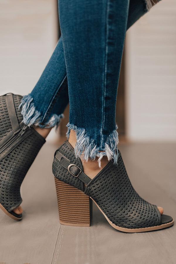 Impressions The Caitlyn Peep Toe Bootie In Army Green