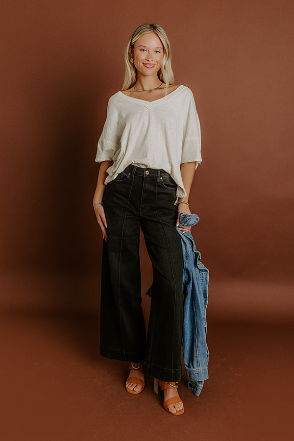 Impressions The Carmen High Waist Wide Leg Jean In Black
