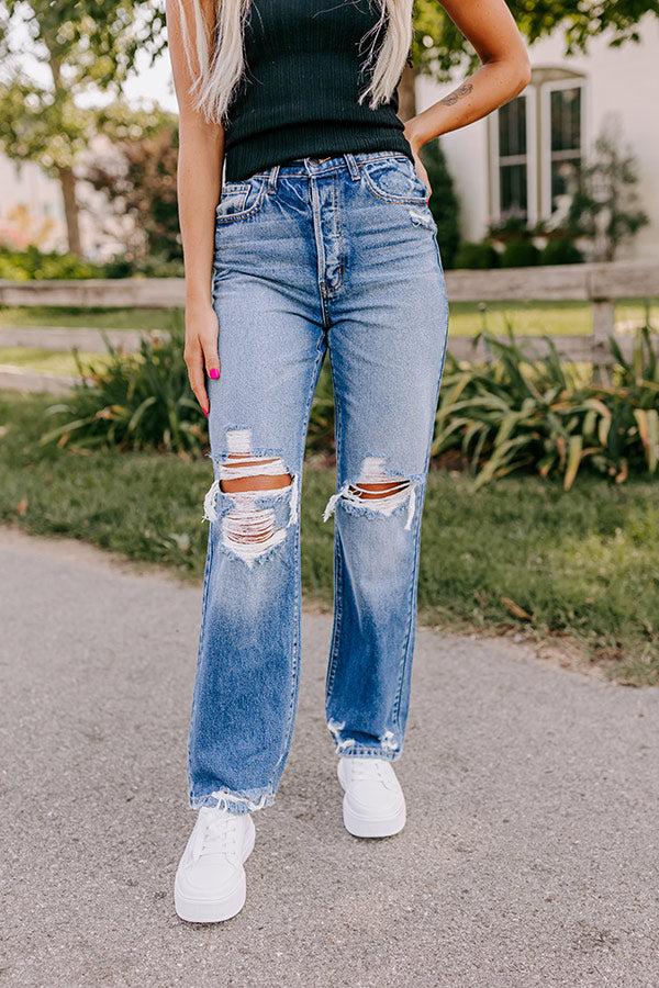 Impressions The Casey High Waist Distressed Straight Jean