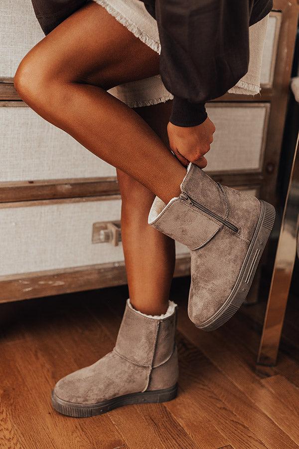 Impressions The Cassie Faux Suede Boot In Dark Taupe