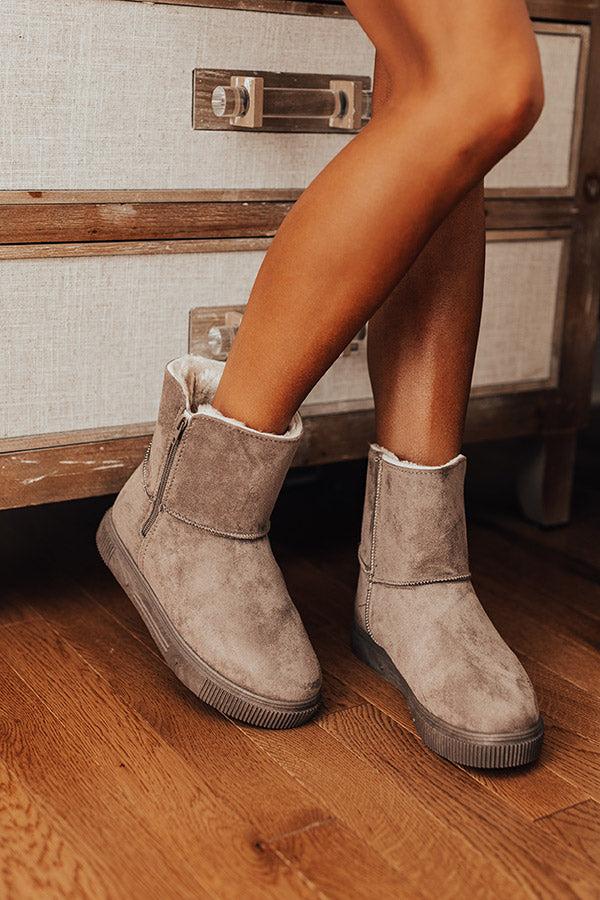 Impressions The Cassie Faux Suede Boot In Dark Taupe