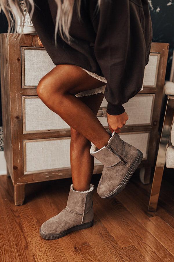 Impressions The Cassie Faux Suede Boot In Dark Taupe