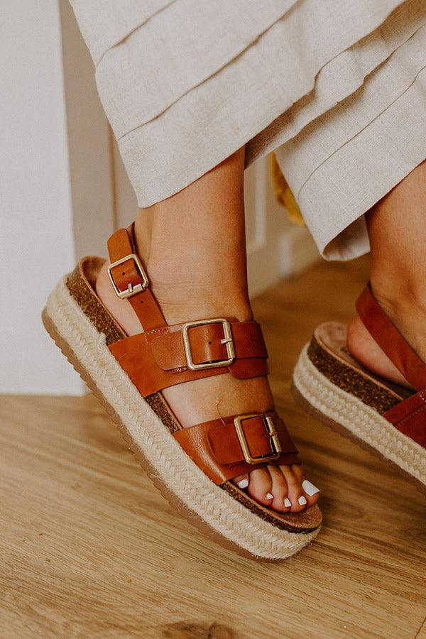 Impressions The Catalina Faux Leather Espadrille Sandal In Brown