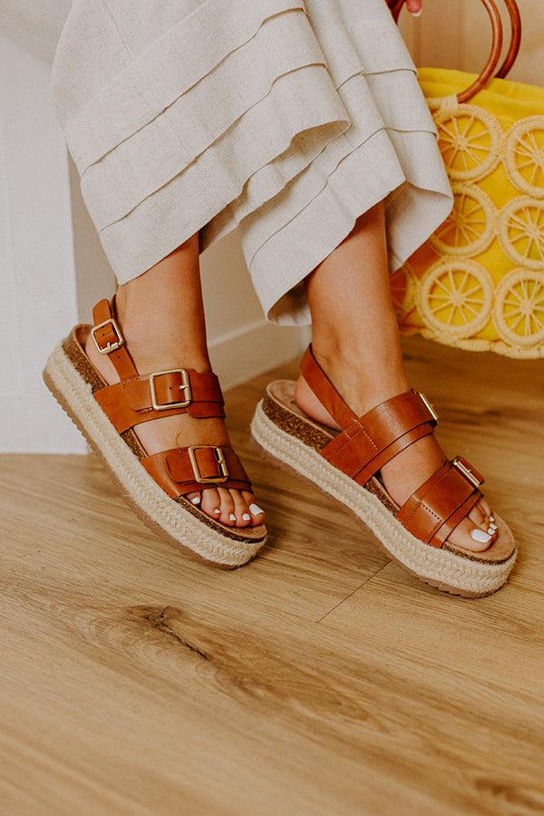 Impressions The Catalina Faux Leather Espadrille Sandal In Brown