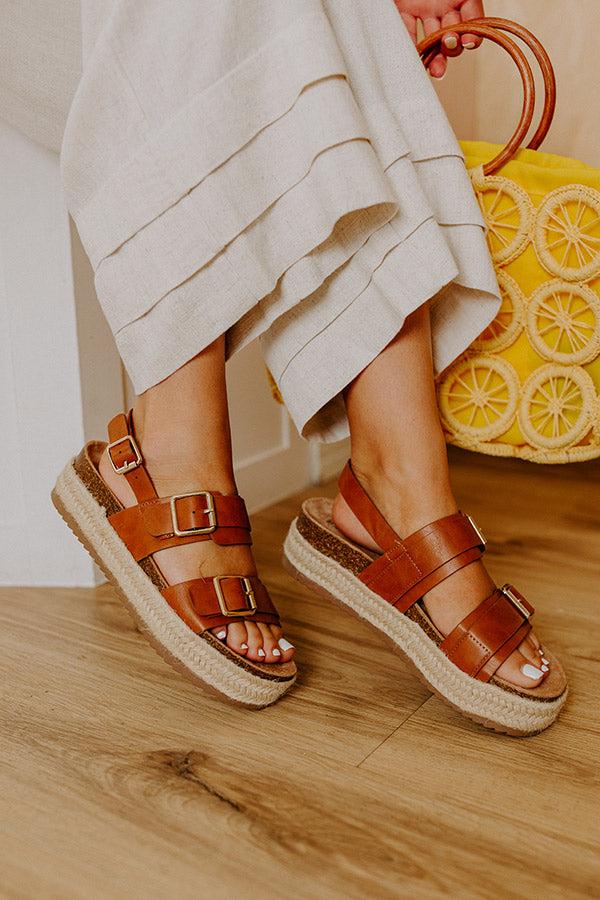 Impressions The Catalina Faux Leather Espadrille Sandal in Brown
