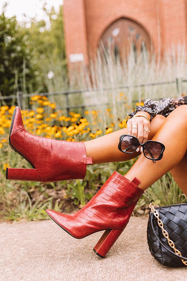 Impressions The Charlee Faux Leather Ankle Bootie In Crimson