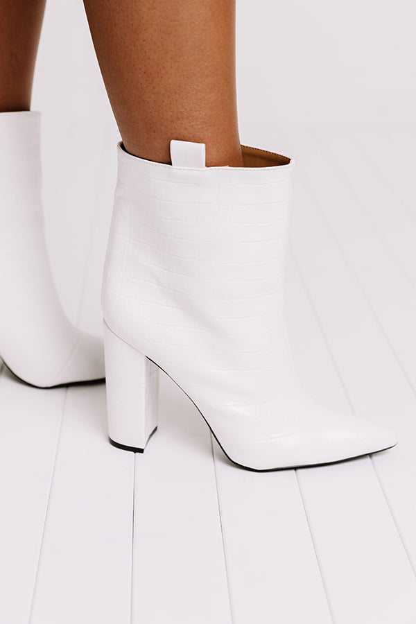 Impressions The Charlee Faux Leather Ankle Bootie In White