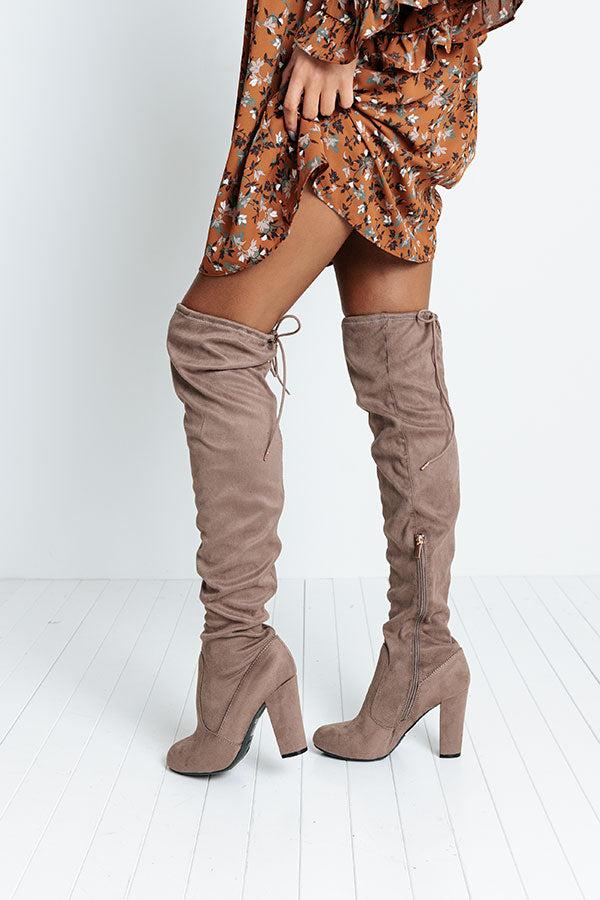 Impressions The Charleston Thigh High Boot In Taupe