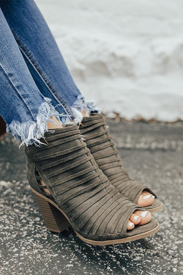 Impressions The Charlie Peep Toe Bootie In Martini Olive