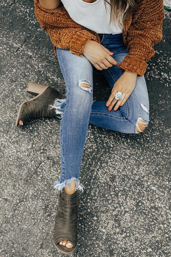 Impressions The Charlie Peep Toe Bootie In Martini Olive