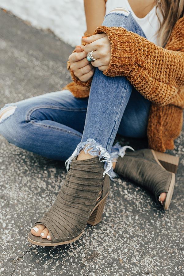 Impressions The Charlie Peep Toe Bootie in Martini Olive