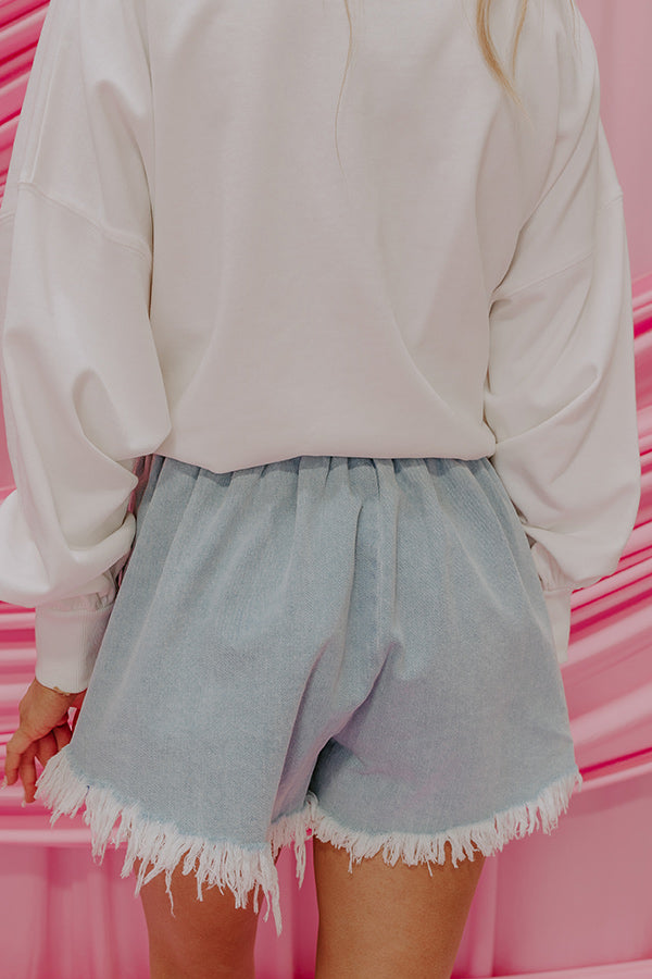 Impressions The Cherish High Waist Denim Skort In Light Wash