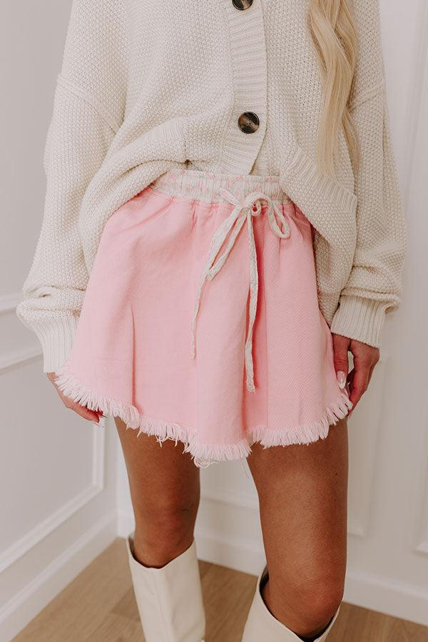 Impressions The Cherish High Waist Denim Skort in Pink