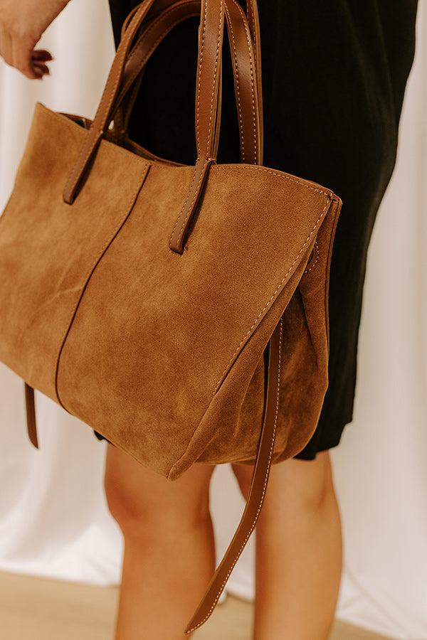 Impressions The City Life Faux Suede Tote In Chocolate