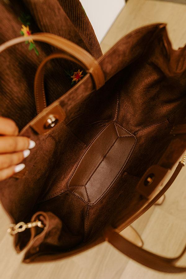 Impressions The City Life Faux Suede Tote In Chocolate