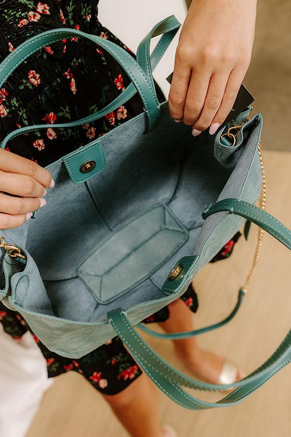 Impressions The City Life Faux Suede Tote In Light Teal