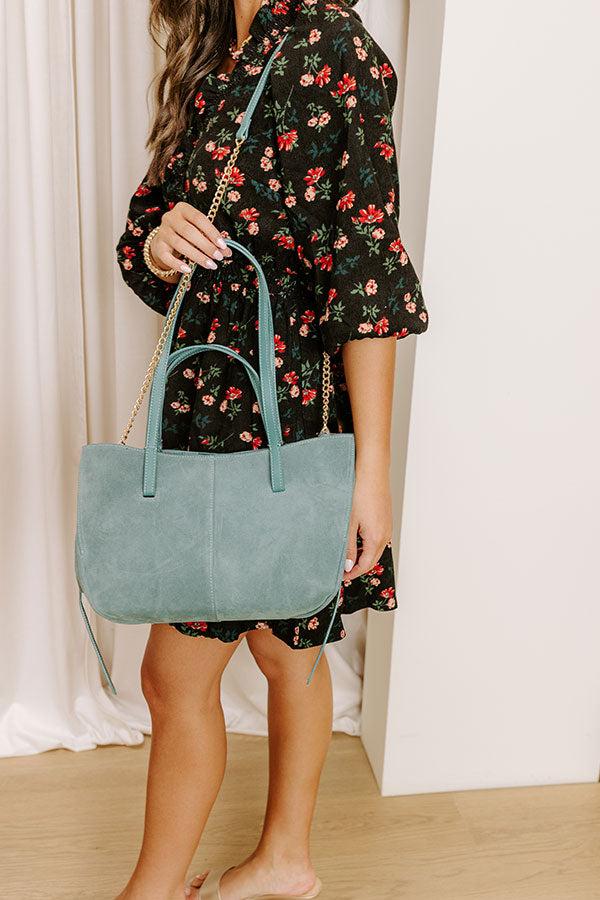 Impressions The City Life Faux Suede Tote In Light Teal
