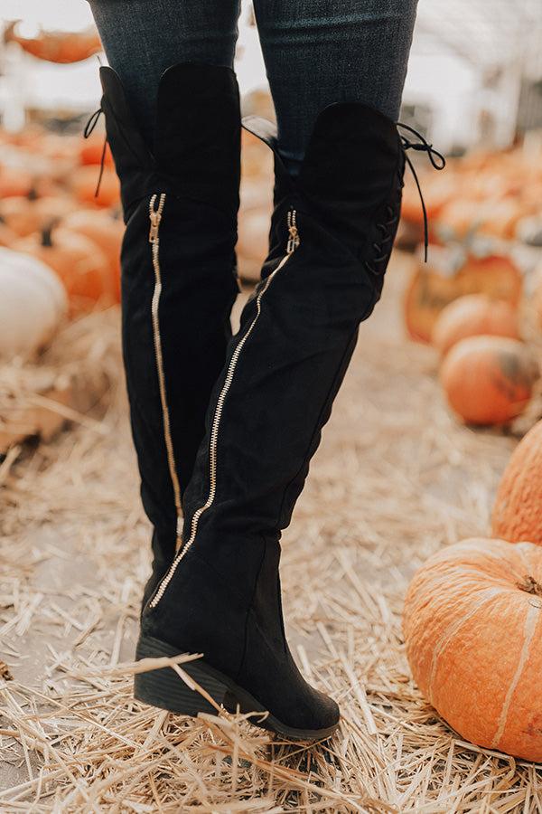 Impressions The Clara Over The Knee Faux Suede Boot In Black