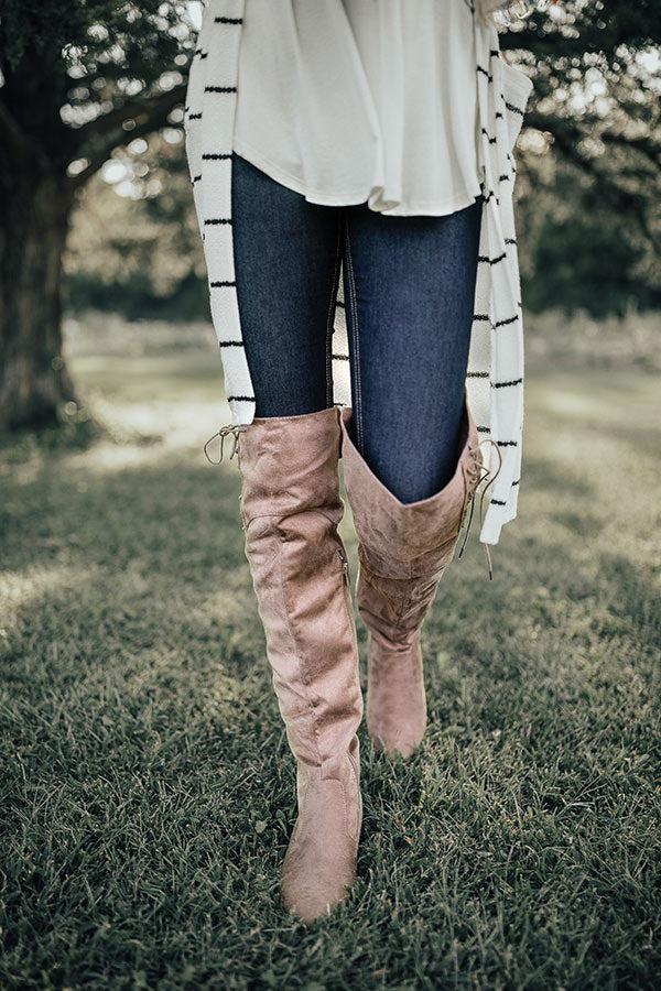 Impressions The Clara Over The Knee Faux Suede Boot In Taupe