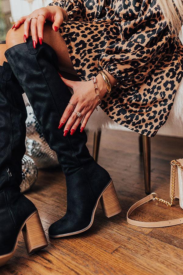 Impressions The Colten Faux Suede Knee High Boot In Black