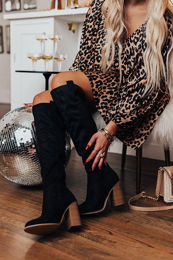 Impressions The Colten Faux Suede Knee High Boot In Black