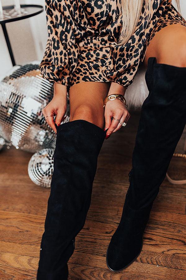 Impressions The Colten Faux Suede Knee High Boot In Black