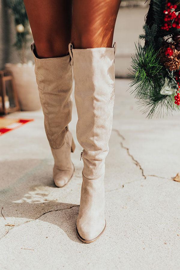 Impressions The Colten Faux Suede Knee High Boot In Taupe