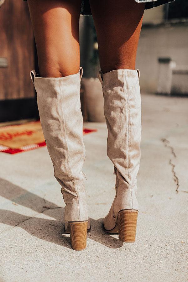 Impressions The Colten Faux Suede Knee High Boot In Taupe