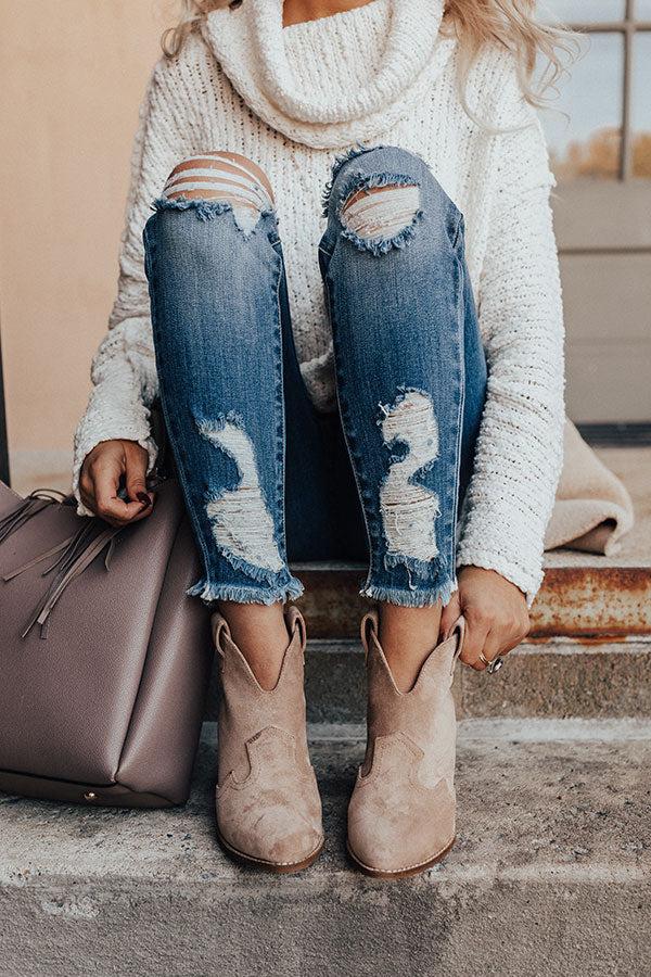 Impressions The Corey Faux Suede Bootie In Iced Latte