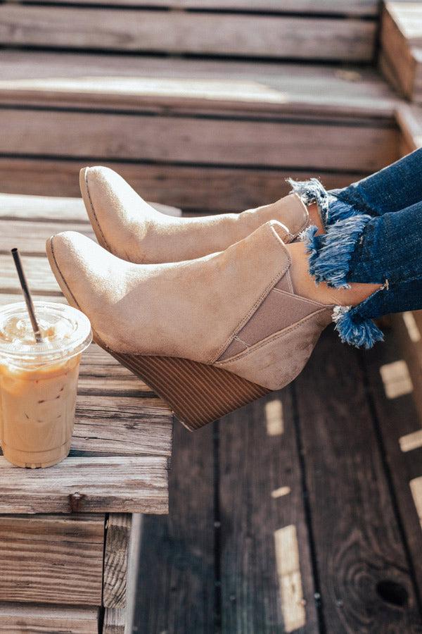 Impressions The Cort Faux Suede Bootie In Warm Taupe