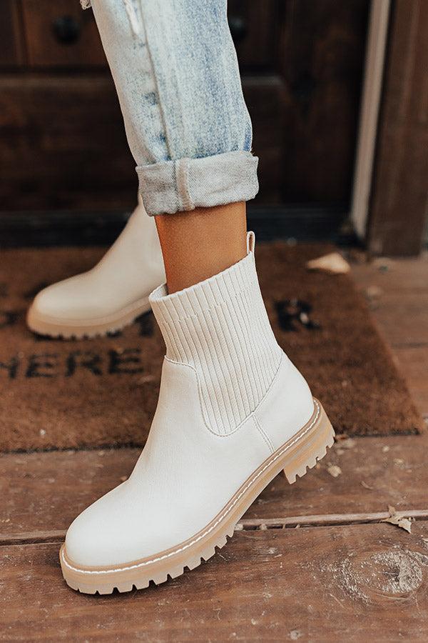 Impressions The Craine Faux Leather Boot In Light Beige
