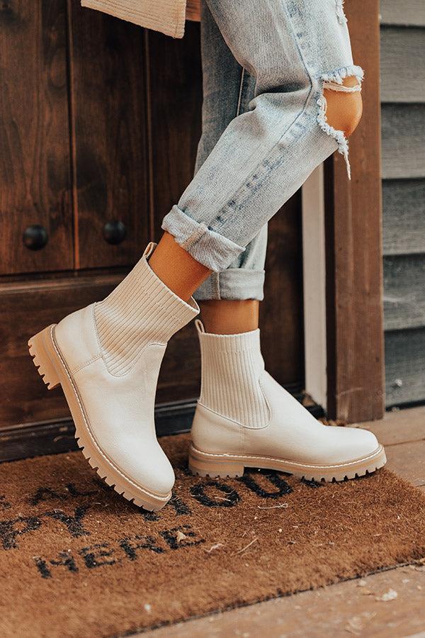 Impressions The Craine Faux Leather Boot In Light Beige